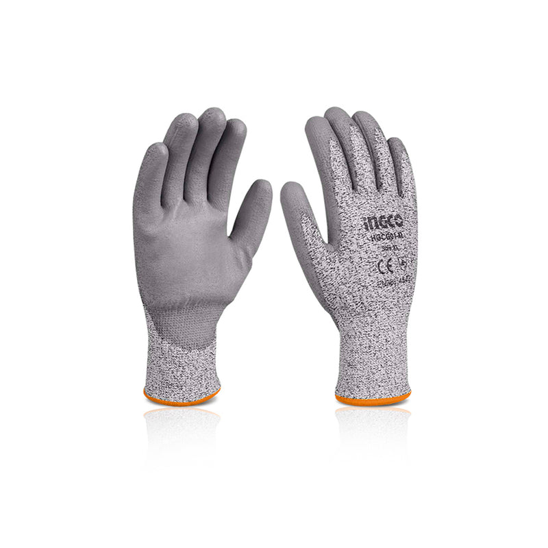 Luva de proteção resistente a cortes INGCO (HGCG01-L) fabricada em PU.