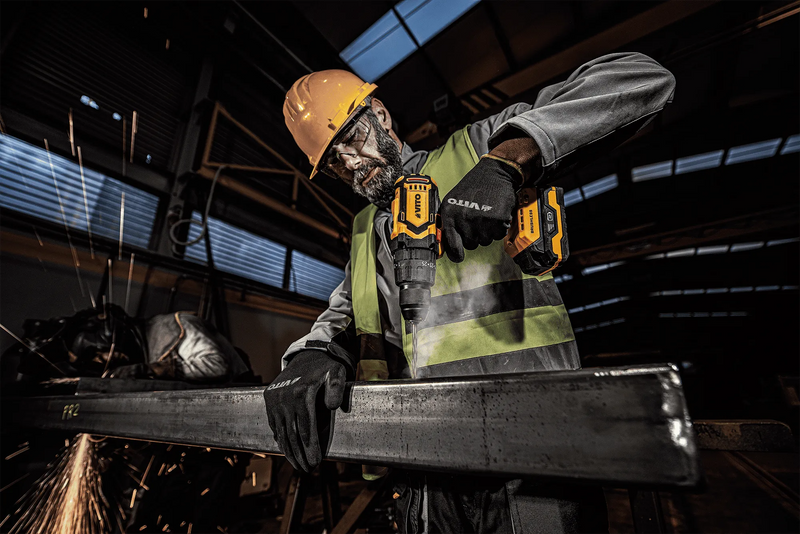 Taladro combinado percutor inalámbrico sin escobillas Vito (VIBBSFL20) de 20 V, con 2 baterías y cargador