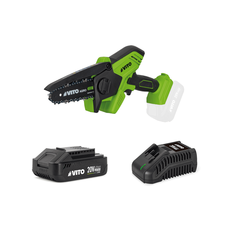 Vito (VIBCMPC20B2CS) Mini Chainsaw 20V, 100mm Chain, with Battery and Charger
