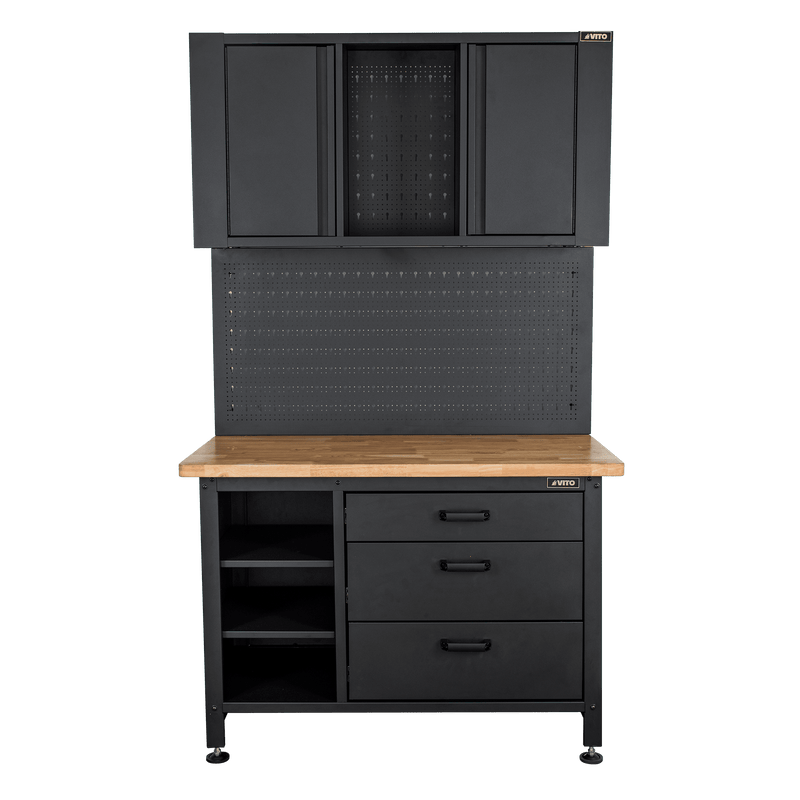 Vito (VIBTPA) Workbench with Pegboard and Cabinet