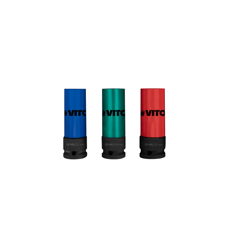 Vito (VICI3MO) Set Of 3 Drive Impact Sockets ½" For Wheels Cr-Mo