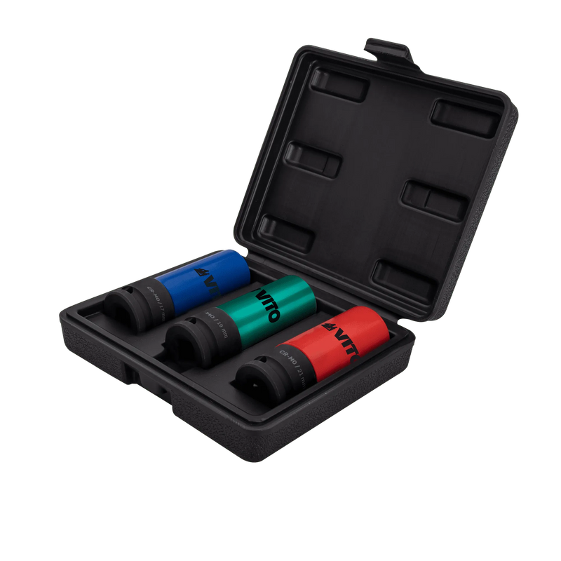 Vito (VICI3MO) Set Of 3 Drive Impact Sockets ½" For Wheels Cr-Mo