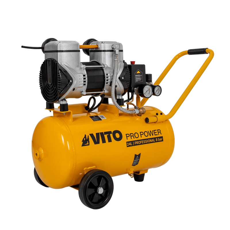 Compressor de ar silencioso sem óleo Vito (VICSOS25A) 24 litros, 8 bar, 2,0 cv