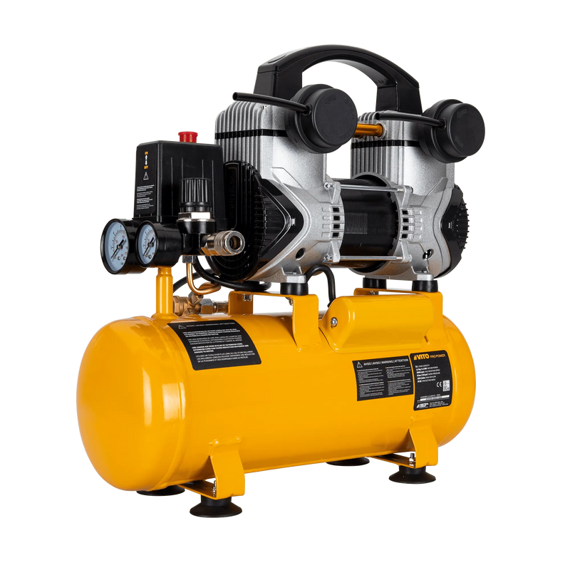 Compressor de ar silencioso sem óleo Vito (VICSOS8) 8 litros 8 bar 1,5 cv