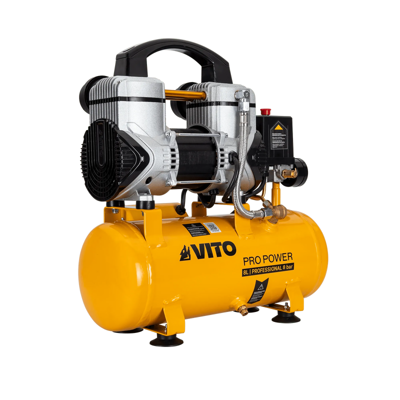 Compressor de ar silencioso sem óleo Vito (VICSOS8) 8 litros 8 bar 1,5 cv