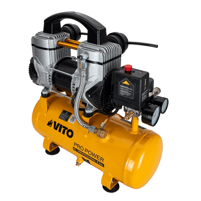 Compressor de ar silencioso sem óleo Vito (VICSOS8) 8 litros 8 bar 1,5 cv