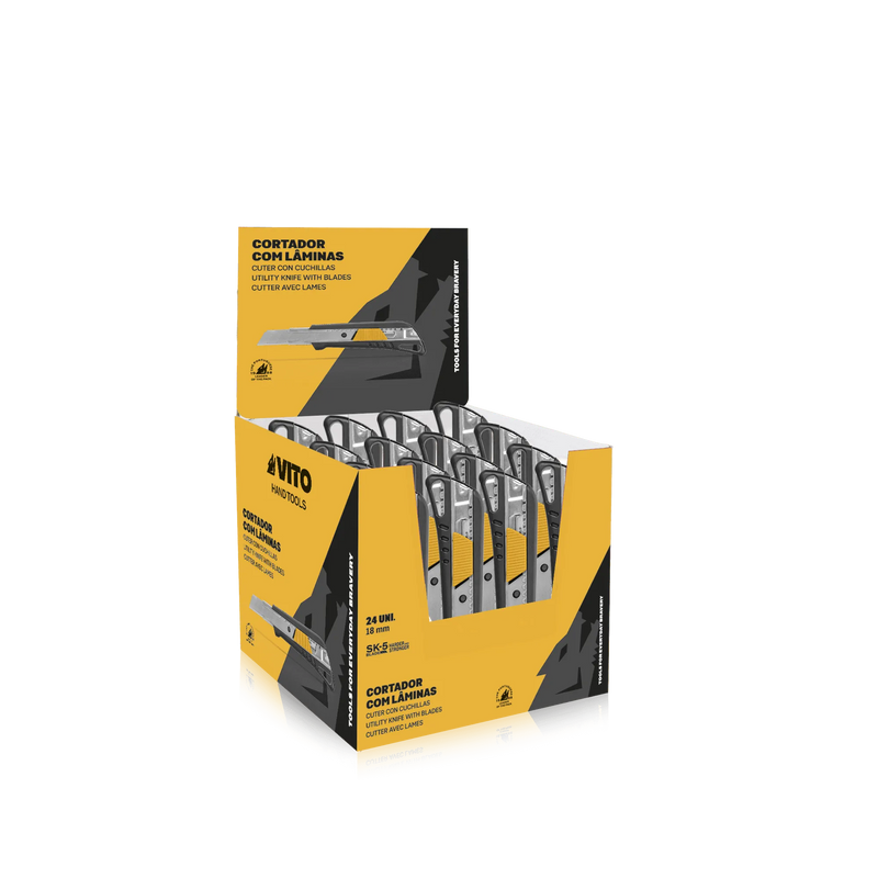 Vito (VIEX1824A) Utility Knife With Sk5 Blades Display Box