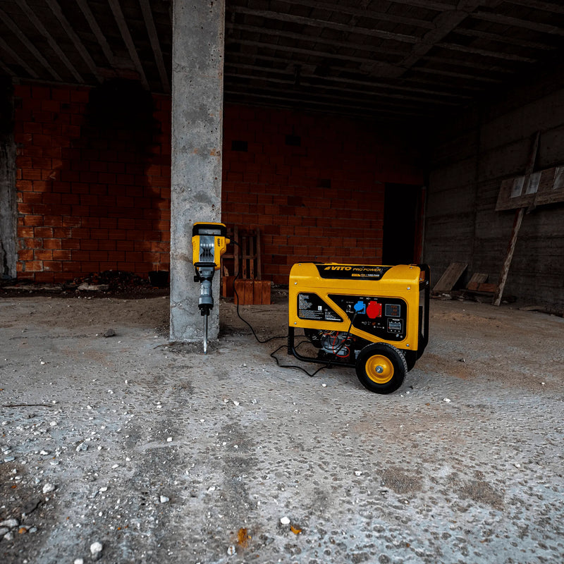 Gerador trifásico Vito (VIG8TRL) de 8 kVA com arranque elétrico, rodas e pega.