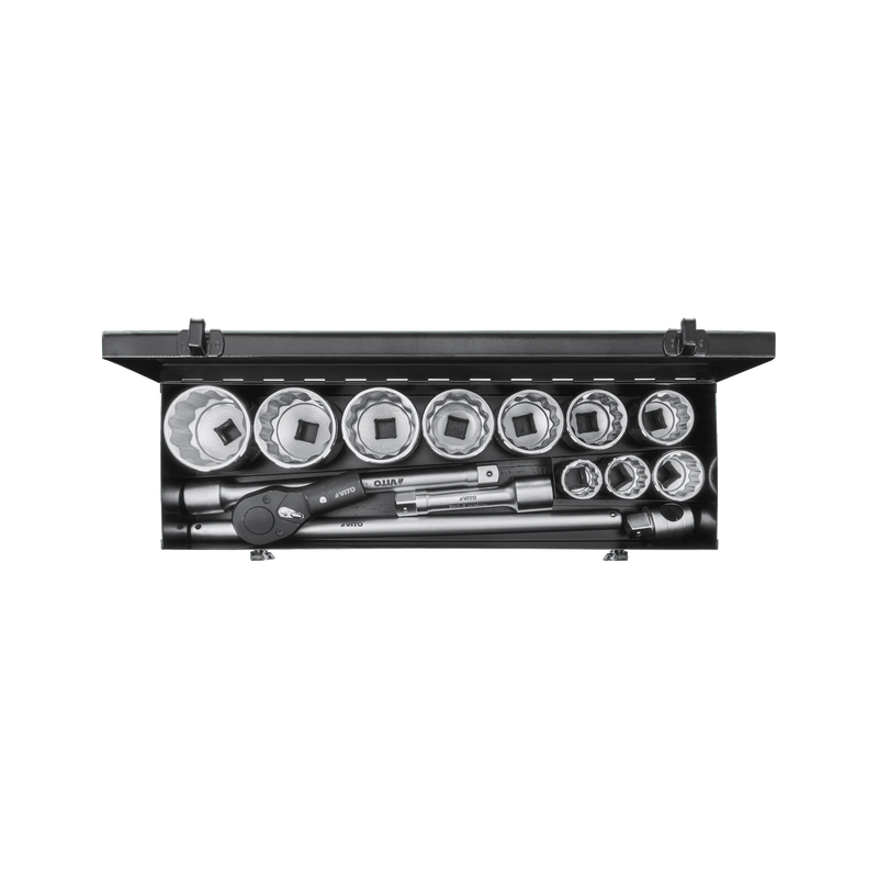 Jogo de Soquetes Vito (VIJR15) com Encaixe Misto de 1" - 15 Peças