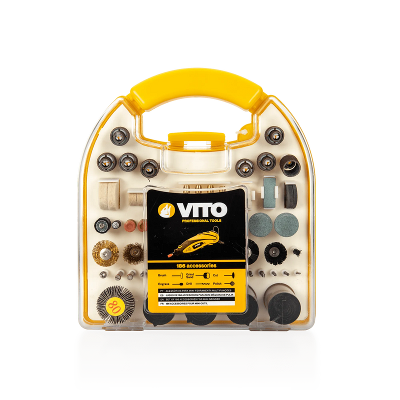 Vito (VIK186A) Set Of 186 Accessories For Mini Rotary Tool