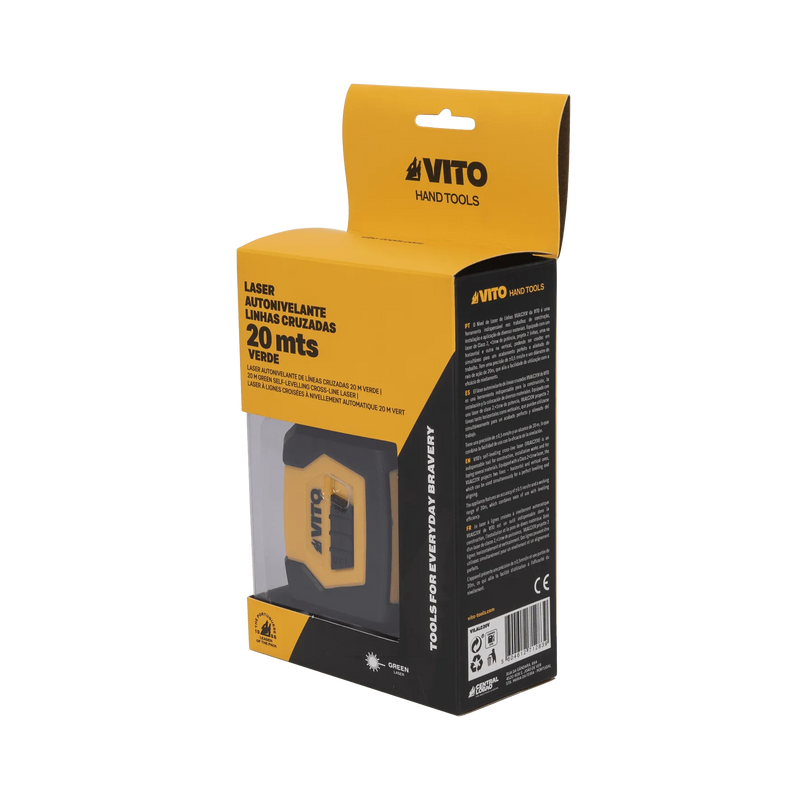Nível laser autonivelante de linhas cruzadas verdes Vito (VILALC20V) - 20m