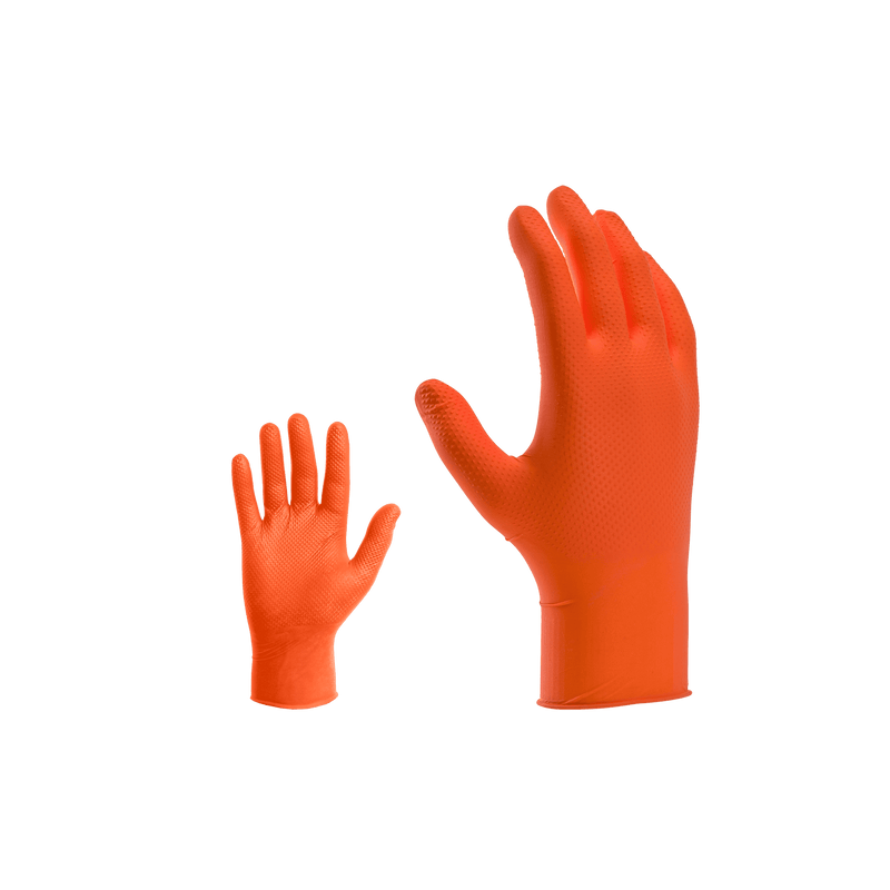 Vito (VILURLL) Guante de Nitrilo Naranja Ultra Resistente sin Polvo - 50 Unidades