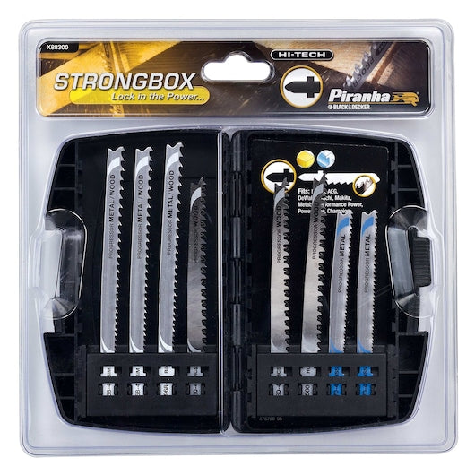 Conjunto de lâminas de serra tico-tico Black&Decker (X88300-XJ) Strongbox HI TECH com encaixe misto em T (8 peças)