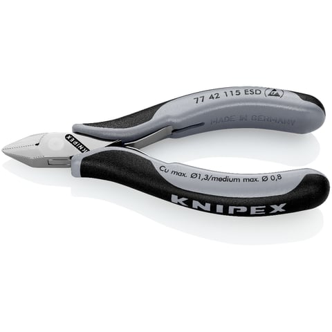 Alicate de corte diagonal eletrónico Knipex (77 42 115 ESD) com junta de encaixe