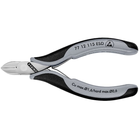 Alicate de corte diagonal eletrónico Knipex (77 12 115 ESD) com junta de encaixe