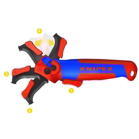 Knipex (16 50 145 SB) Stripping Knife With guide shoe and ratchet function