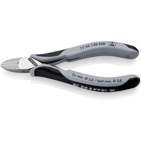 Alicate de corte diagonal eletrónico Knipex (77 02 130 ESD) com junta de encaixe