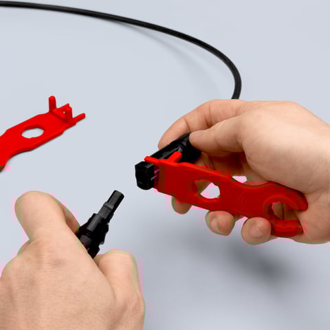 Knipex (97 49 66 2) Conjunto de ferramentas de montagem para conectores de cabos solares MC4® (Multi-Contact)