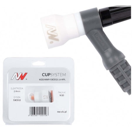 Kit economizador de gás CUP 12 para maçarico TIG 9-20, para elétrodo de tungsténio de 2,4 mm