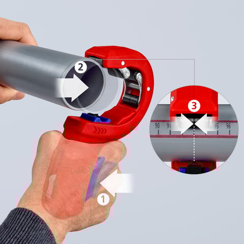 Cortador de tubos Knipex (90 23 01 BK) DP50 para tubos de drenagem de plástico de parede fina