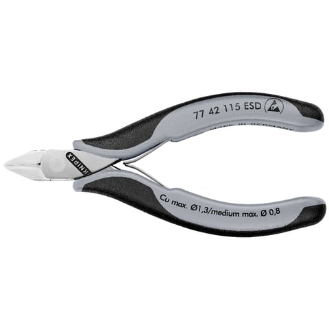 Alicate de corte diagonal eletrónico Knipex (77 42 115 ESD) com junta de encaixe