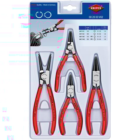 Knipex (00 20 03 V02) Juego de alicates para arandelas de retención, 4 piezas