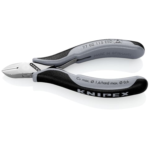 Alicate de corte diagonal eletrónico Knipex (77 02 115 ESD) com junta de encaixe
