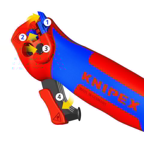 Knipex (16 50 145 SB) Stripping Knife With guide shoe and ratchet function