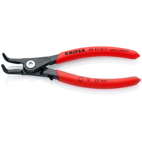 Alicates de precisión para arandelas de retención Knipex (49 41 A11) para arandelas de retención externas en ejes.