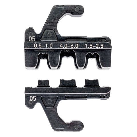 Knipex (97 39 05) Juego de matrices Para conectores no aislados de tipo clavija abierta (ancho de clavija 4,8 + 6,3 mm)