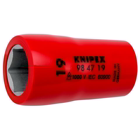 Knipex (98 47 19) Vaso hexagonal para tornillos hexagonales con cuadrado interior de 1/2".