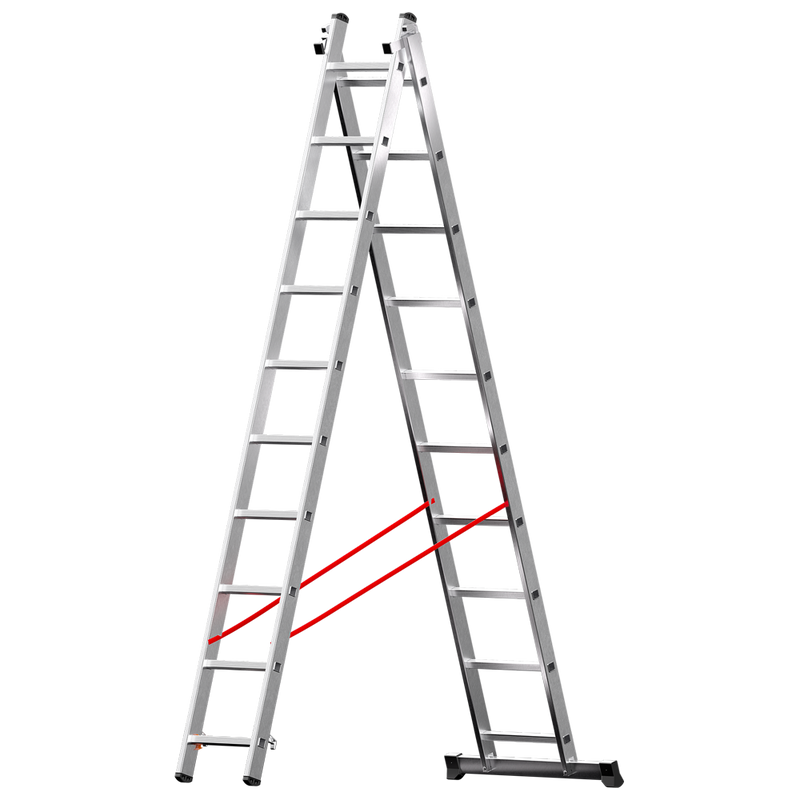 Escada extensível profissional em alumínio de 2 secções - ELITE X2