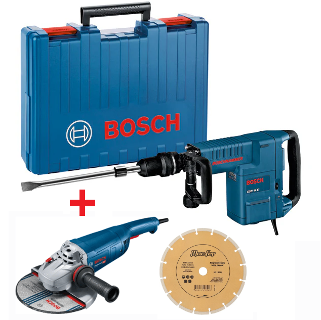 Martelo Demolidor Bosch GSH 11 E + Rebarbadora 230mm