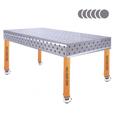 HERMES welding table, 2000x1000, thickness 25mm, 28mm holes, with WHEELS