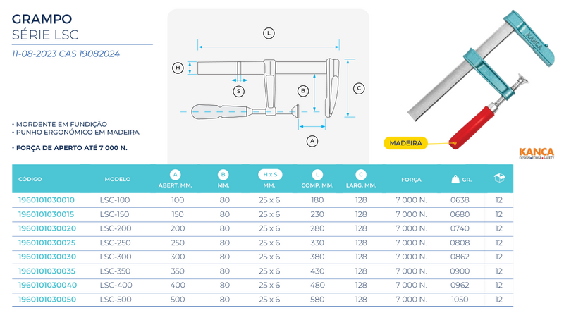 Lámpara de abrazadera deslizante para carpintero Kanca (LSC)