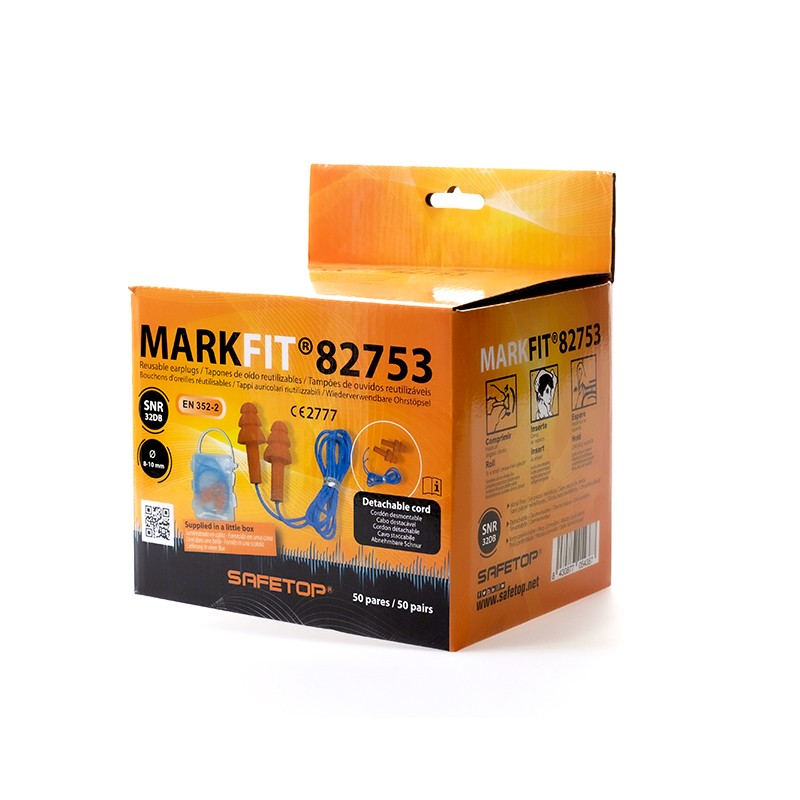 Safetop (82753) Mark-Fit, protetor auricular amovível e reutilizável Snr 32 (caixa de 50 pares)