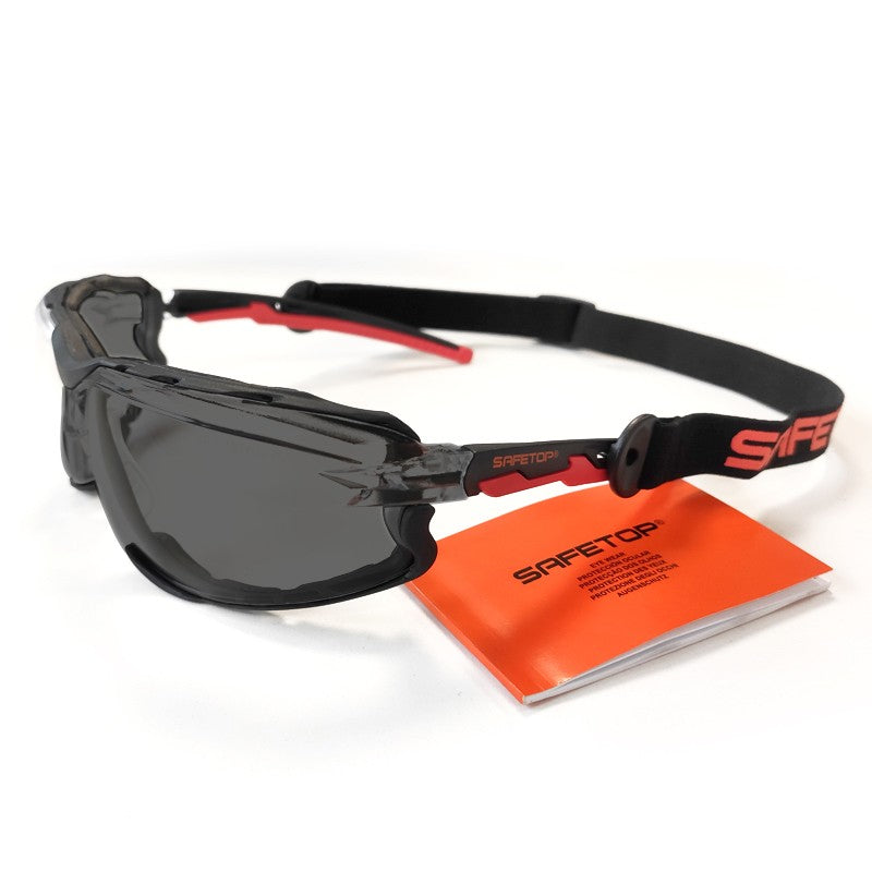 Safetop (10175) Praetorius Smoke, óculos de PC amovíveis, vedação facial