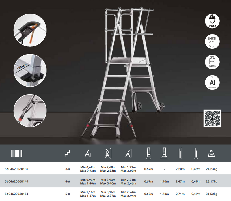 Plataforma de Trabalho Móvel Telescópica Profissional em Alumínio - PROTECT FLEX
