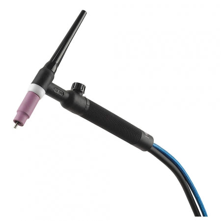 Antorcha TIG 17V con válvula, conexión de 140A y cable de 50 mm², completa con consumibles de 1,6 mm.